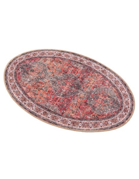 Washable Rust Red 2' x 3' 1 Timeless Oval Area Rug Easy to Clean Stain Resistant & Durable Traditional Classic Vintage Design Carpet for Sale at Rug Engine