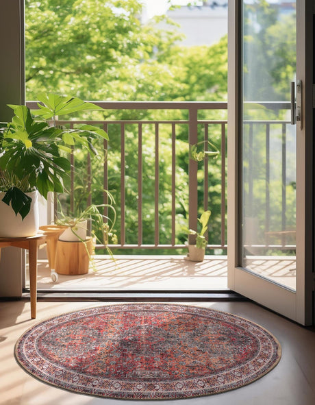 Washable Rust Red 2' x 3' 1 Timeless Oval Area Rug Easy to Clean Stain Resistant & Durable Traditional Classic Vintage Design Carpet for Sale at Rug Engine