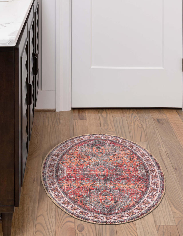 Washable Rust Red 2' x 3' 1 Timeless Oval Area Rug Easy to Clean Stain Resistant & Durable Traditional Classic Vintage Design Carpet for Sale at Rug Engine
