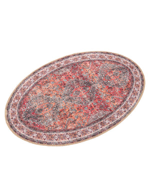Washable Rust Red 2' x 3' 1 Timeless Oval Area Rug Easy to Clean Stain Resistant & Durable Traditional Classic Vintage Design Carpet for Sale at Rug Engine