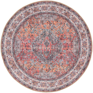 Washable Rust Red 3' 6 x 3' 6 Timeless Round Area Rug Easy to Clean Stain Resistant & Durable Traditional Classic Vintage Design Carpet for Sale at Rug Engine