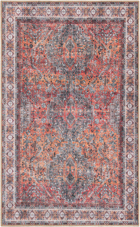Washable Rust Red 3' 6 x 5' 6 Timeless Rectangle Area Rug Easy to Clean Stain Resistant & Durable Traditional Classic Vintage Design Carpet for Sale at Rug Engine