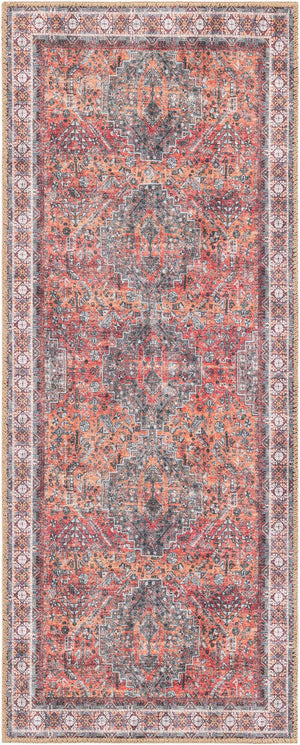 Washable Rust Red 2' x 5' 1 Timeless Runner Area Rug Easy to Clean Stain Resistant & Durable Traditional Classic Vintage Design Carpet for Sale at Rug Engine
