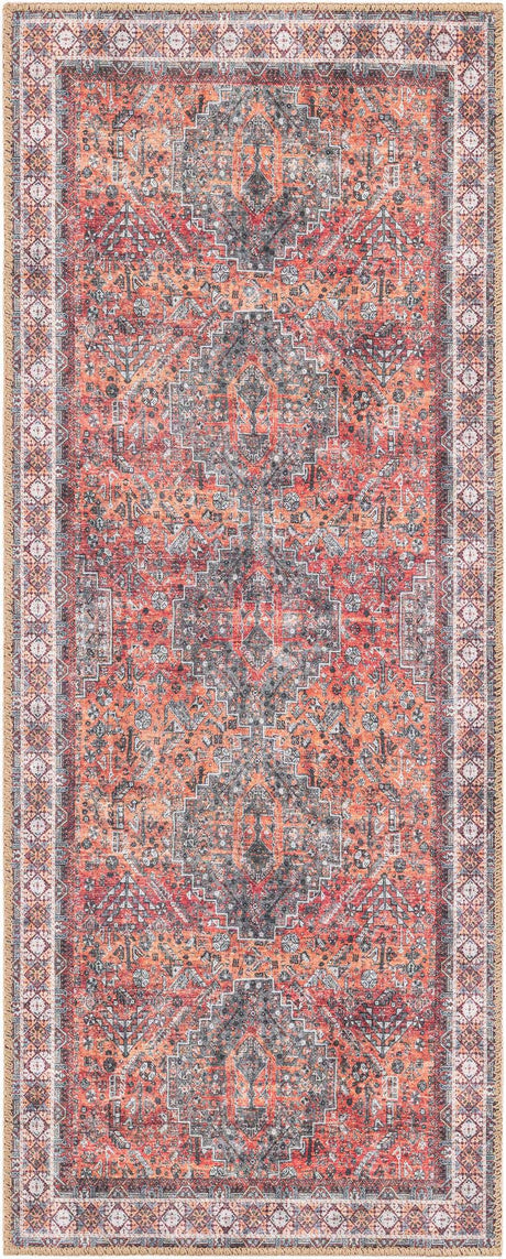 Washable Rust Red 2' x 5' 1 Timeless Runner Area Rug Easy to Clean Stain Resistant & Durable Traditional Classic Vintage Design Carpet for Sale at Rug Engine