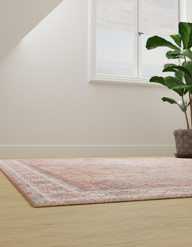 Washable Rust Red 3' 6 x 5' 6 Timeless Rectangle Area Rug Easy to Clean Stain Resistant & Durable Traditional Classic Vintage Design Carpet for Sale at Rug Engine
