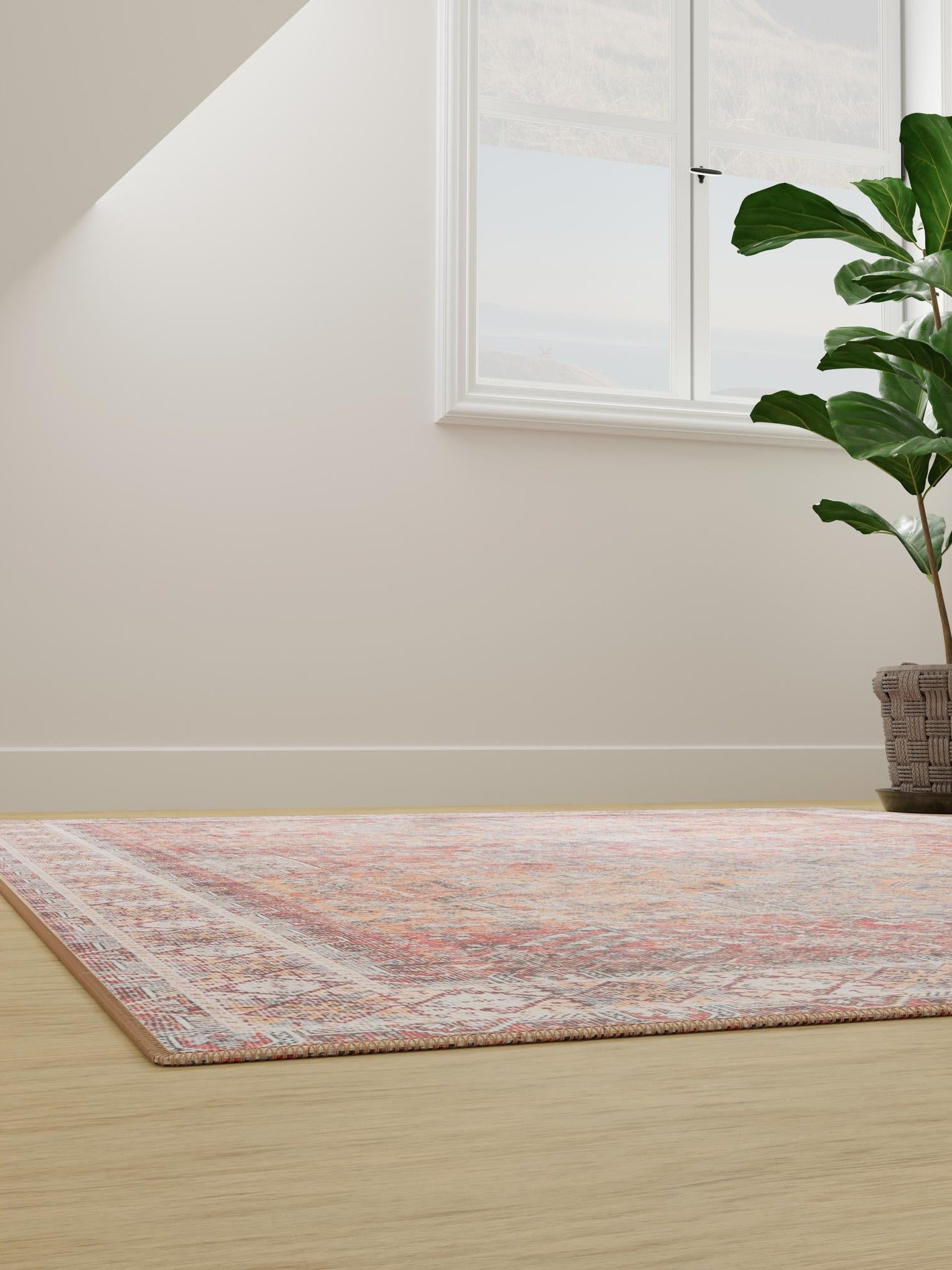 Washable Rust Red 4' 1 x 6' 1 Timeless Rectangle Area Rug Easy to Clean Stain Resistant & Durable Traditional Classic Vintage Design Carpet for Sale at Rug Engine