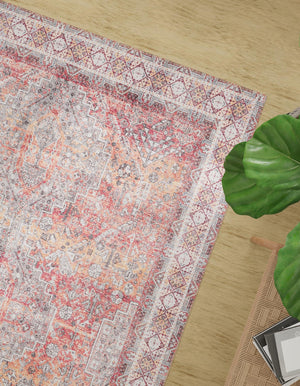 Washable Rust Red 5' 1 x 8' Timeless Rectangle Area Rug Easy to Clean Stain Resistant & Durable Traditional Classic Vintage Design Carpet for Sale at Rug Engine