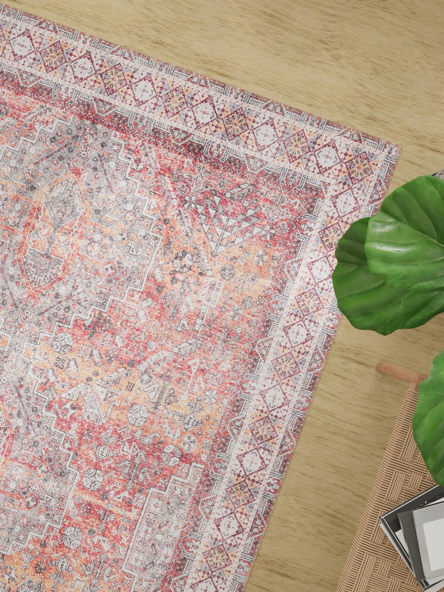 Washable Rust Red 8' 4 x 12' Timeless Rectangle Area Rug Easy to Clean Stain Resistant & Durable Traditional Classic Vintage Design Carpet for Sale at Rug Engine