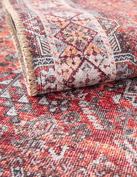 Washable Rust Red 7' 10 x 10' Timeless Rectangle Area Rug Easy to Clean Stain Resistant & Durable Traditional Classic Vintage Design Carpet for Sale at Rug Engine