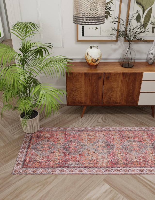 Washable Rust Red 2' x 5' 1 Timeless Runner Area Rug Easy to Clean Stain Resistant & Durable Traditional Classic Vintage Design Carpet for Sale at Rug Engine