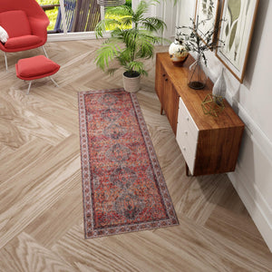 Washable Rust Red 2' x 5' 1 Timeless Runner Area Rug Easy to Clean Stain Resistant & Durable Traditional Classic Vintage Design Carpet for Sale at Rug Engine