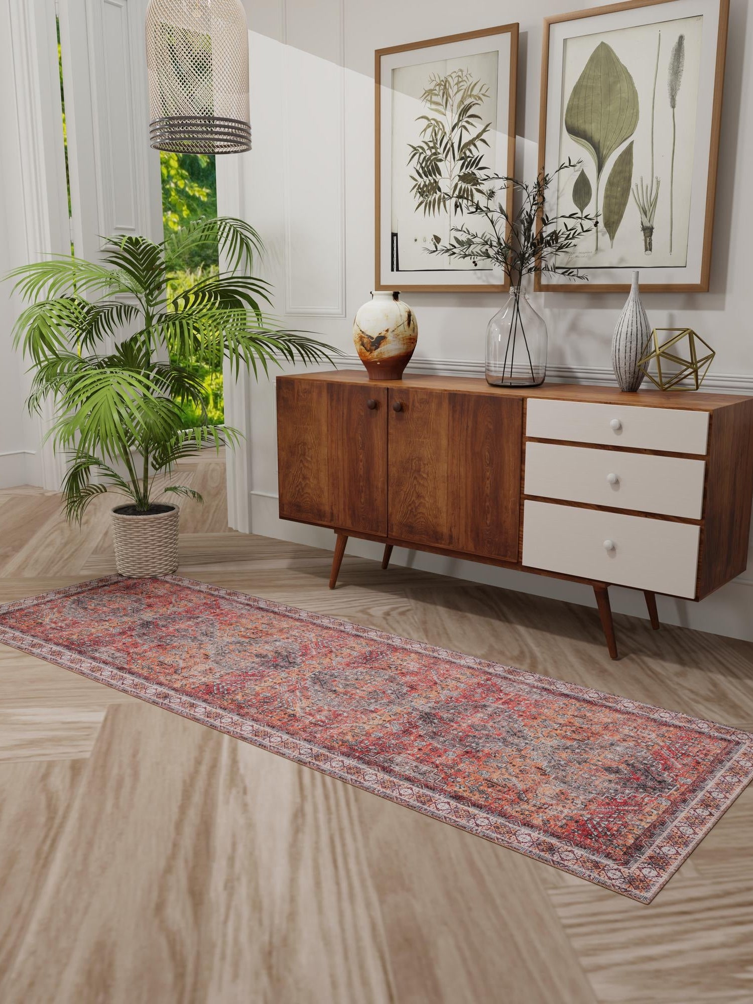 Washable Rust Red 2' x 5' 1 Timeless Runner Area Rug Easy to Clean Stain Resistant & Durable Traditional Classic Vintage Design Carpet for Sale at Rug Engine