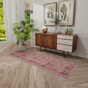 Washable Rust Red 2' x 5' 1 Timeless Runner Area Rug Easy to Clean Stain Resistant & Durable Traditional Classic Vintage Design Carpet for Sale at Rug Engine