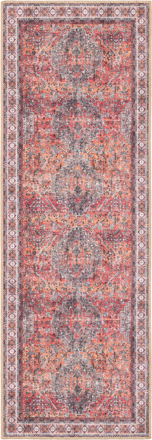 Washable Rust Red 2' x 6' 1 Timeless Runner Area Rug Easy to Clean Stain Resistant & Durable Traditional Classic Vintage Design Carpet for Sale at Rug Engine