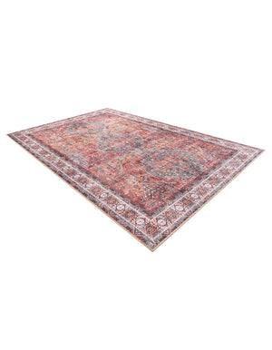Washable Rust Red 6' 1 x 9' Timeless Rectangle Area Rug Easy to Clean Stain Resistant & Durable Traditional Classic Vintage Design Carpet for Sale at Rug Engine