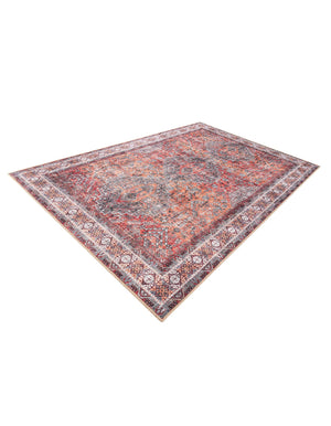 Washable Rust Red 6' 1 x 9' Timeless Rectangle Area Rug Easy to Clean Stain Resistant & Durable Traditional Classic Vintage Design Carpet for Sale at Rug Engine
