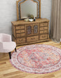 Washable Rust Red 7' 10 x 7' 10 Timeless Round Area Rug Easy to Clean Stain Resistant & Durable Traditional Classic Vintage Design Carpet for Sale at Rug Engine