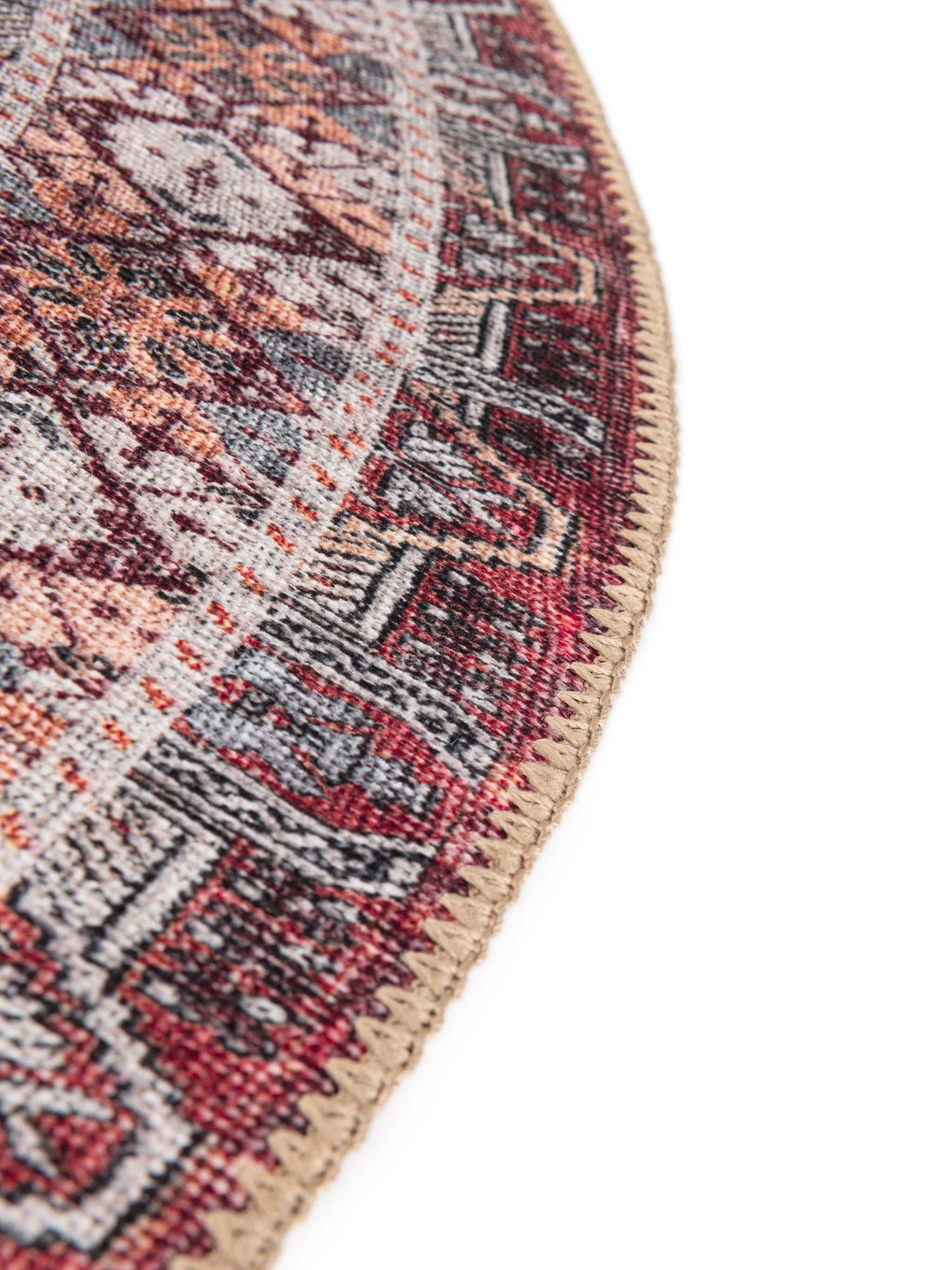 Washable Rust Red 5' 1 x 5' 1 Timeless Round Area Rug Easy to Clean Stain Resistant & Durable Traditional Classic Vintage Design Carpet for Sale at Rug Engine