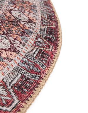 Washable Rust Red 3' 6 x 3' 6 Timeless Round Area Rug Easy to Clean Stain Resistant & Durable Traditional Classic Vintage Design Carpet for Sale at Rug Engine