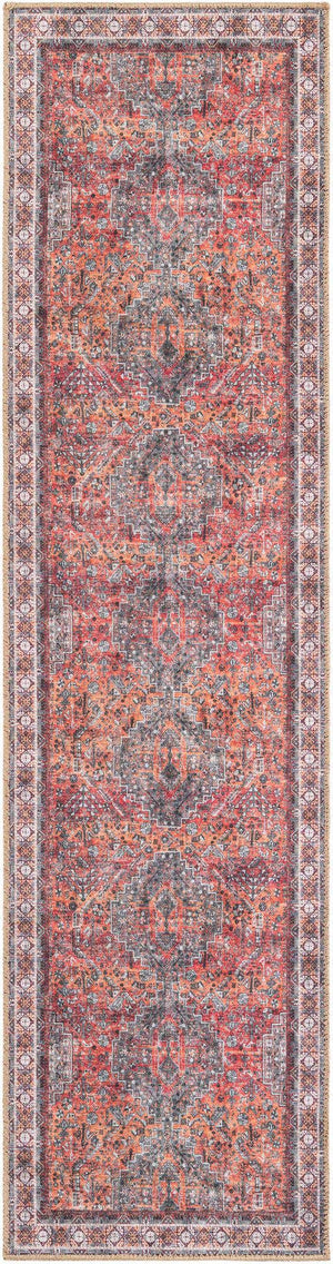 Washable Rust Red 2' x 8' Timeless Runner Area Rug Easy to Clean Stain Resistant & Durable Traditional Classic Vintage Design Carpet for Sale at Rug Engine