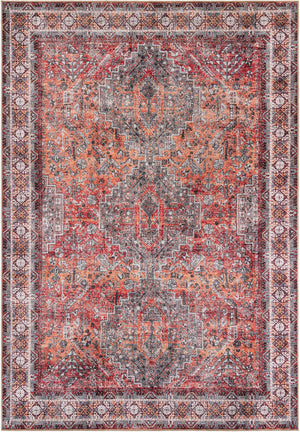 Washable Rust Red 8' 4 x 12' Timeless Rectangle Area Rug Easy to Clean Stain Resistant & Durable Traditional Classic Vintage Design Carpet for Sale at Rug Engine
