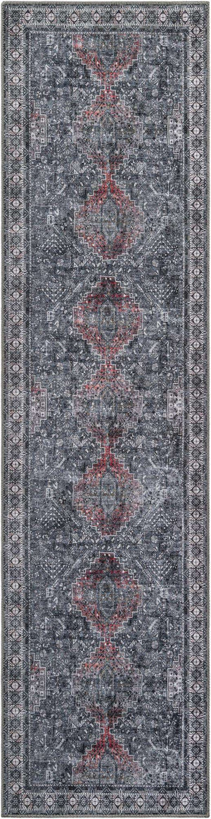 Washable Gray 2' 7 x 10' Timeless Runner Area Rug Easy to Clean Stain Resistant & Durable Traditional Classic Vintage Design Carpet for Sale at Rug Engine