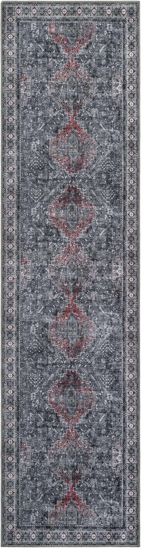 Washable Gray 2' 7 x 10' Timeless Runner Area Rug Easy to Clean Stain Resistant & Durable Traditional Classic Vintage Design Carpet for Sale at Rug Engine