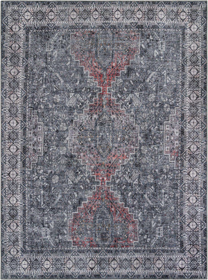Washable Gray 9' 5 x 13' 1 Timeless Rectangle Area Rug Easy to Clean Stain Resistant & Durable Traditional Classic Vintage Design Carpet for Sale at Rug Engine