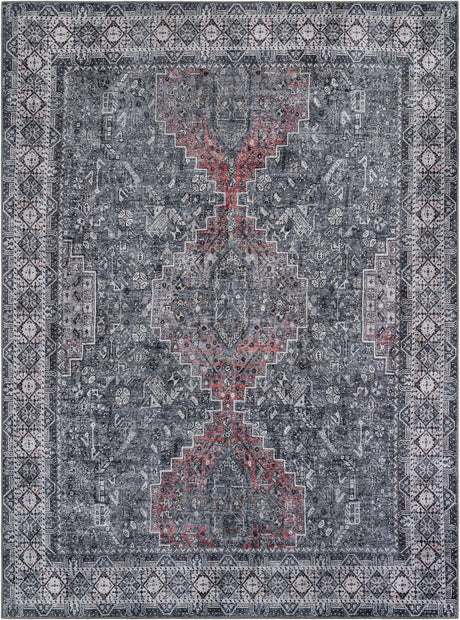 Washable Gray 9' 5 x 13' 1 Timeless Rectangle Area Rug Easy to Clean Stain Resistant & Durable Traditional Classic Vintage Design Carpet for Sale at Rug Engine