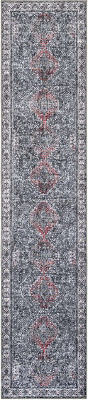Washable Gray 2' 7 x 12' Timeless Runner Area Rug Easy to Clean Stain Resistant & Durable Traditional Classic Vintage Design Carpet for Sale at Rug Engine