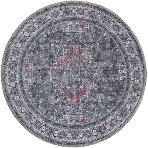 Gray 2' x 2' Timeless Washable Round Rug