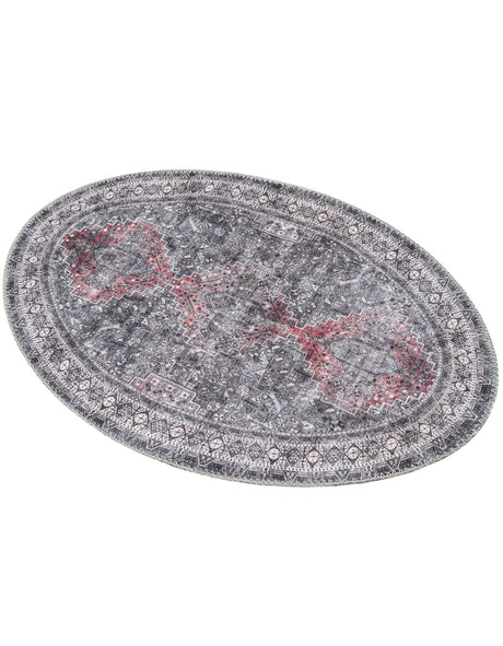 Washable Gray 2' x 3' 1 Timeless Oval Area Rug Easy to Clean Stain Resistant & Durable Traditional Classic Vintage Design Carpet for Sale at Rug Engine