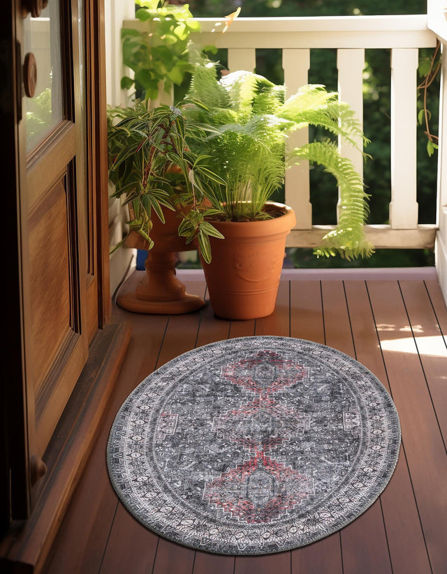Washable Gray 2' x 3' 1 Timeless Oval Area Rug Easy to Clean Stain Resistant & Durable Traditional Classic Vintage Design Carpet for Sale at Rug Engine