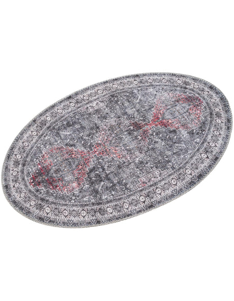 Washable Gray 2' x 3' 1 Timeless Oval Area Rug Easy to Clean Stain Resistant & Durable Traditional Classic Vintage Design Carpet for Sale at Rug Engine
