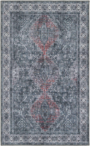 Washable Gray 3' 6 x 5' 6 Timeless Rectangle Area Rug Easy to Clean Stain Resistant & Durable Traditional Classic Vintage Design Carpet for Sale at Rug Engine