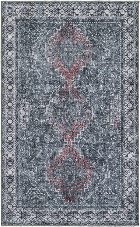 Washable Gray 3' 6 x 5' 6 Timeless Rectangle Area Rug Easy to Clean Stain Resistant & Durable Traditional Classic Vintage Design Carpet for Sale at Rug Engine