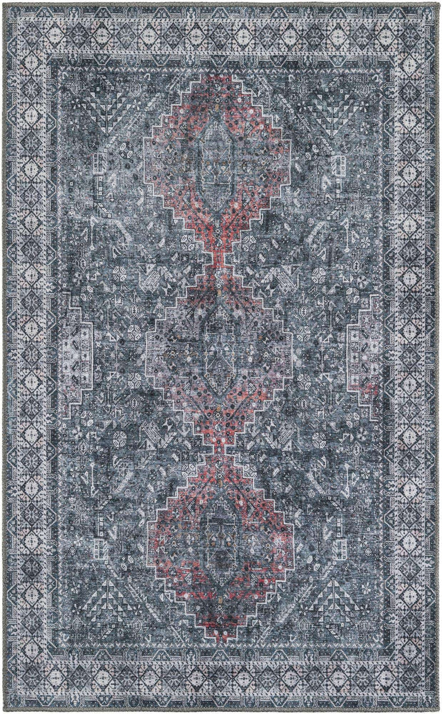 Washable Gray 3' 6 x 5' 6 Timeless Rectangle Area Rug Easy to Clean Stain Resistant & Durable Traditional Classic Vintage Design Carpet for Sale at Rug Engine