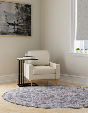 Gray 2' x 2' Timeless Washable Round Rug