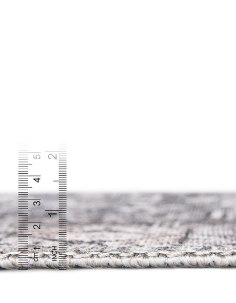 Washable Gray 2' x 2' Timeless Round Area Rug Easy to Clean Stain Resistant & Durable