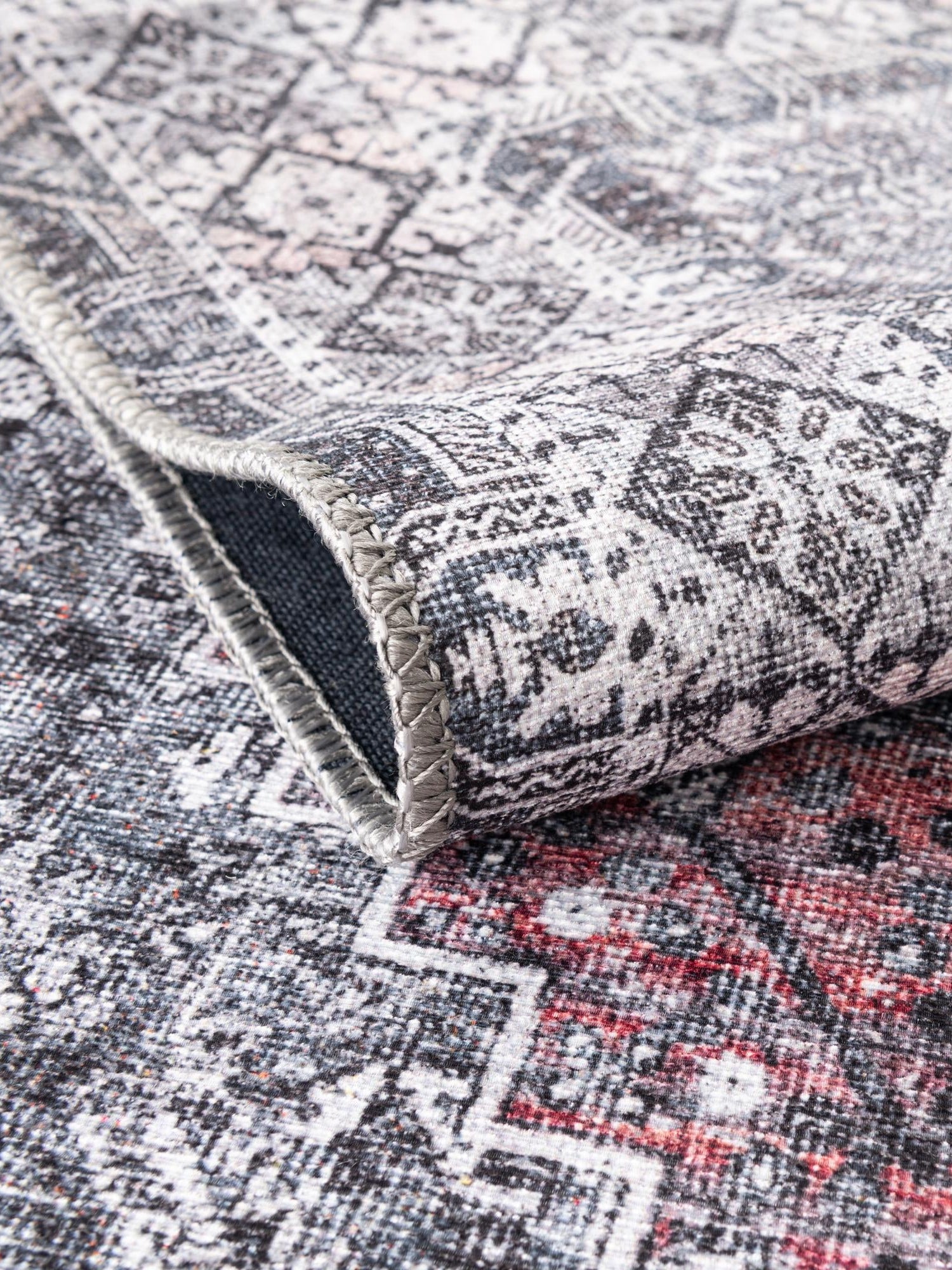 Washable Gray 2' x 2' Timeless Round Area Rug Easy to Clean Stain Resistant & Durable