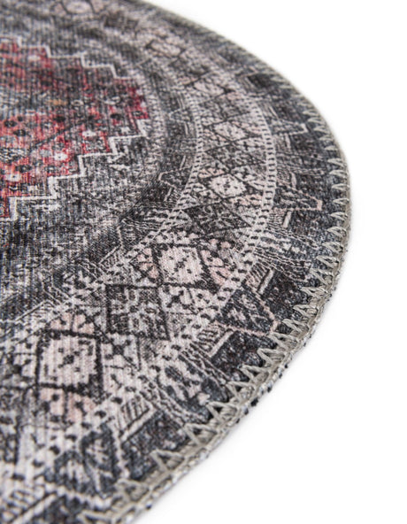 Washable Gray 5' 1 x 5' 1 Timeless Round Area Rug Easy to Clean Stain Resistant & Durable Traditional Classic Vintage Design Carpet for Sale at Rug Engine