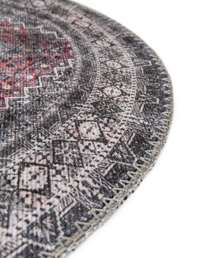 Washable Gray 5' 1 x 5' 1 Timeless Round Area Rug Easy to Clean Stain Resistant & Durable Traditional Classic Vintage Design Carpet for Sale at Rug Engine