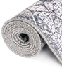Washable Gray 7' 10 x 7' 10 Timeless Round Area Rug Easy to Clean Stain Resistant & Durable Traditional Classic Vintage Design Carpet for Sale at Rug Engine