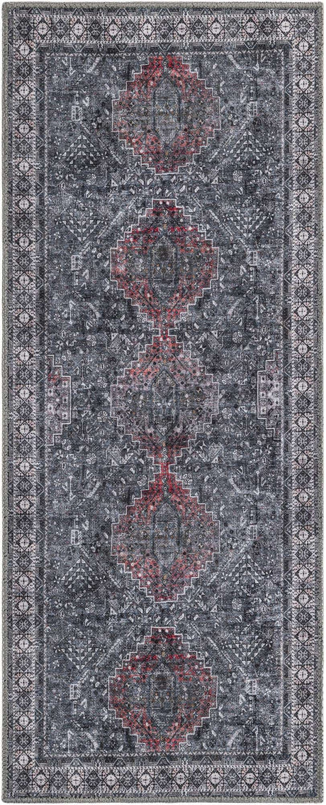 Washable Gray 2' x 5' 1 Timeless Runner Area Rug Easy to Clean Stain Resistant & Durable Traditional Classic Vintage Design Carpet for Sale at Rug Engine