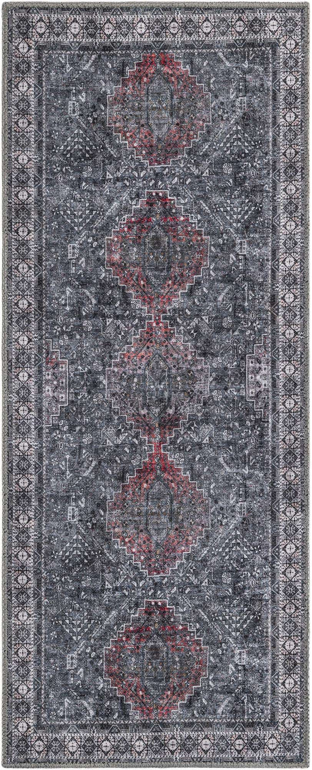 Washable Gray 2' x 5' 1 Timeless Runner Area Rug Easy to Clean Stain Resistant & Durable Traditional Classic Vintage Design Carpet for Sale at Rug Engine