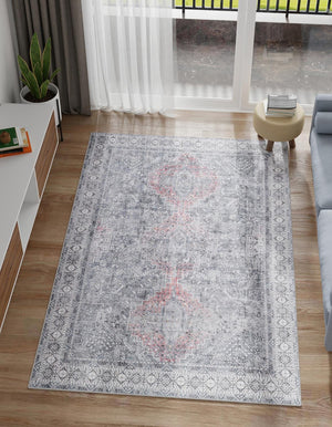 Washable Gray 3' 6 x 5' 6 Timeless Rectangle Area Rug Easy to Clean Stain Resistant & Durable Traditional Classic Vintage Design Carpet for Sale at Rug Engine