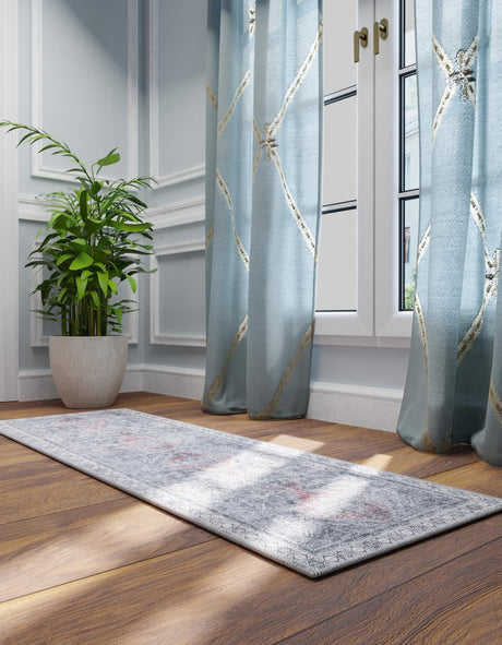 Washable Gray 2' 7 x 12' Timeless Runner Area Rug Easy to Clean Stain Resistant & Durable Traditional Classic Vintage Design Carpet for Sale at Rug Engine