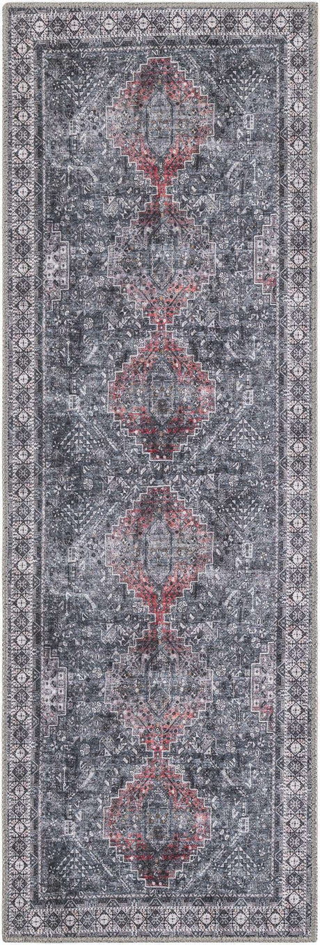 Washable Gray 2' x 6' 1 Timeless Runner Area Rug Easy to Clean Stain Resistant & Durable Traditional Classic Vintage Design Carpet for Sale at Rug Engine