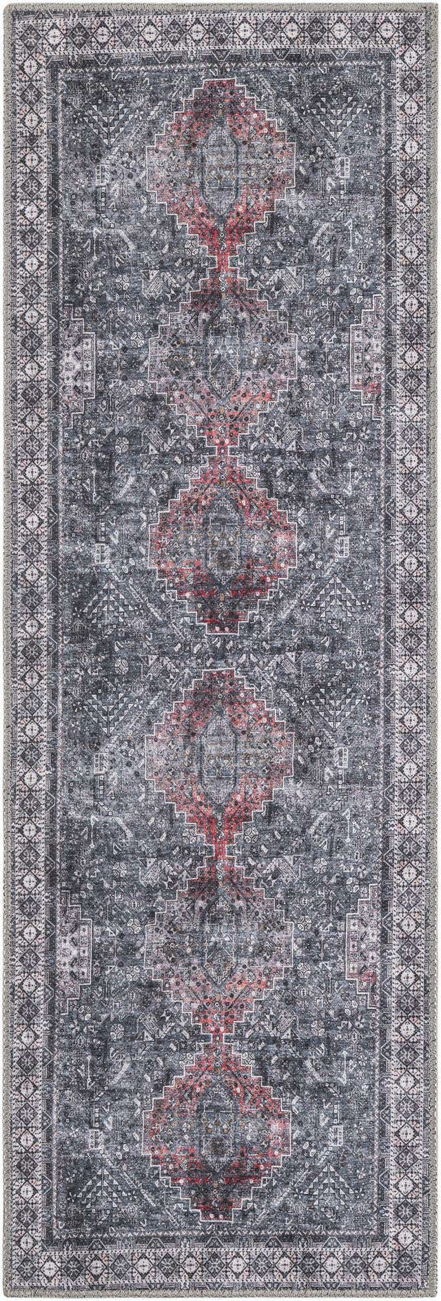 Washable Gray 2' x 6' 1 Timeless Runner Area Rug Easy to Clean Stain Resistant & Durable Traditional Classic Vintage Design Carpet for Sale at Rug Engine
