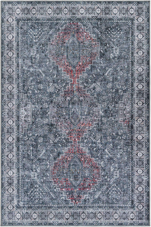 Washable Gray 6' 1 x 9' Timeless Rectangle Area Rug Easy to Clean Stain Resistant & Durable Traditional Classic Vintage Design Carpet for Sale at Rug Engine